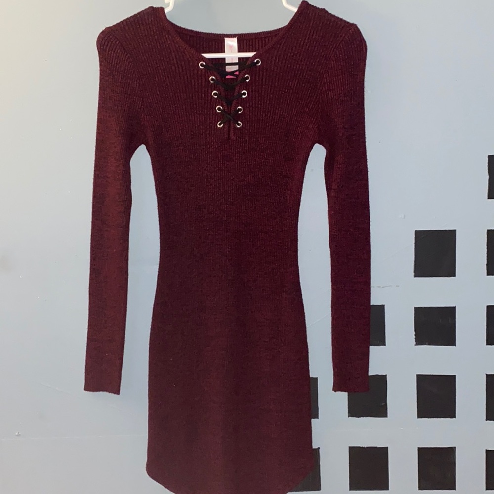 Maroon, Long sleeve dress